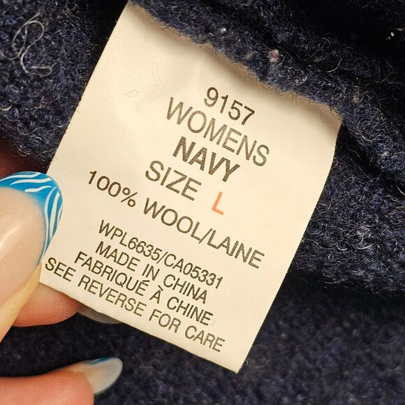 D'Stylo Womens L Blue 100% Wool Colorblock Cardigan Sweater Button Vtg Geometric - Picture 3 of 8